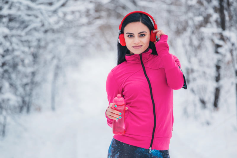 Woman exercising in winter